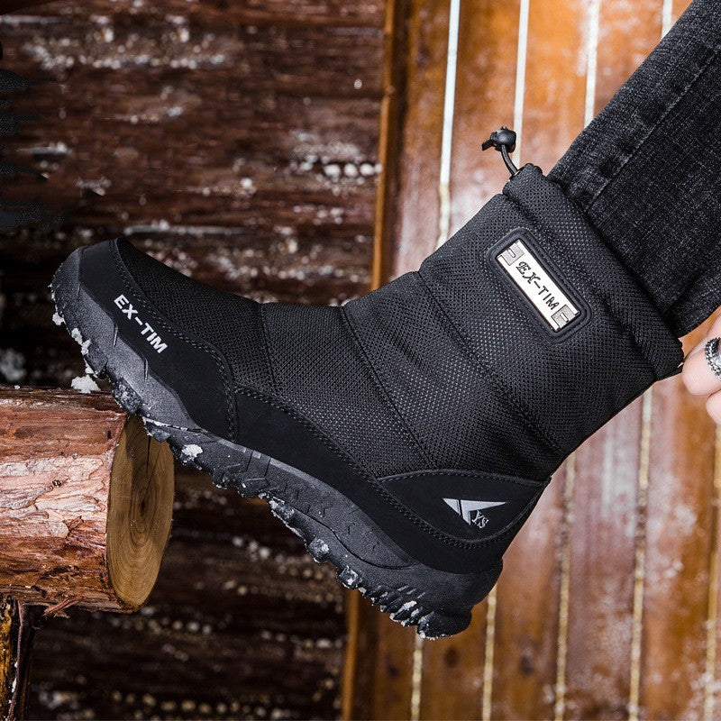 Men’s Waterproof Snow Boots Fleece-Lined Hiking Shoes