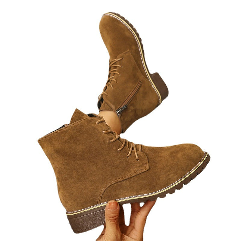 Women Round Toe Martin Short Boots