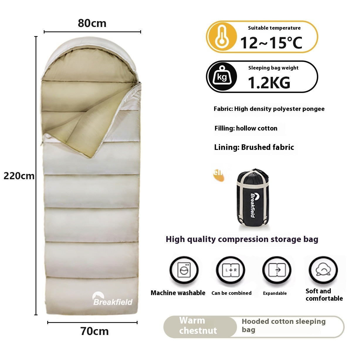 Thickened Waterproof Cotton Four-Season Camping Sleeping Bag