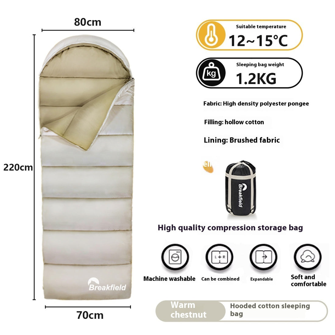 Thickened Waterproof Cotton Four-Season Camping Sleeping Bag
