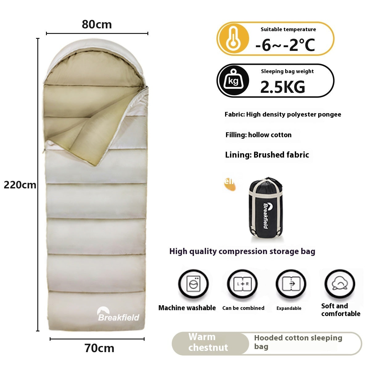 Thickened Waterproof Cotton Four-Season Camping Sleeping Bag